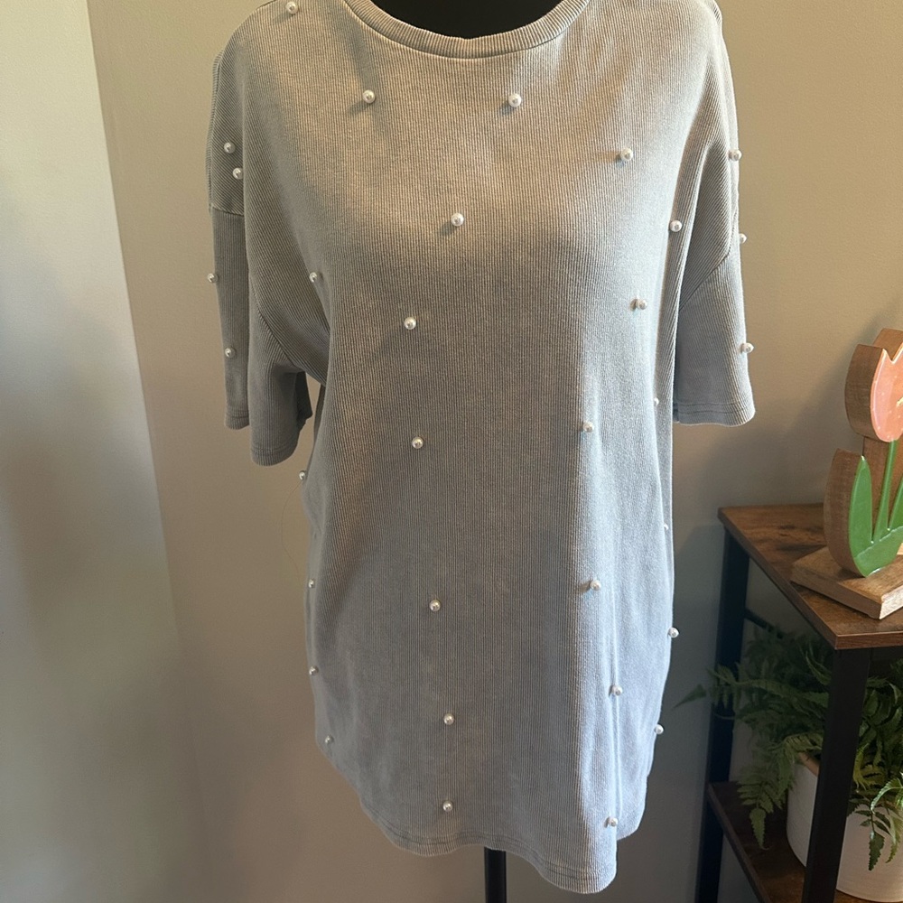 SHEIN Gray Short Sleeve Tee Casual Essential